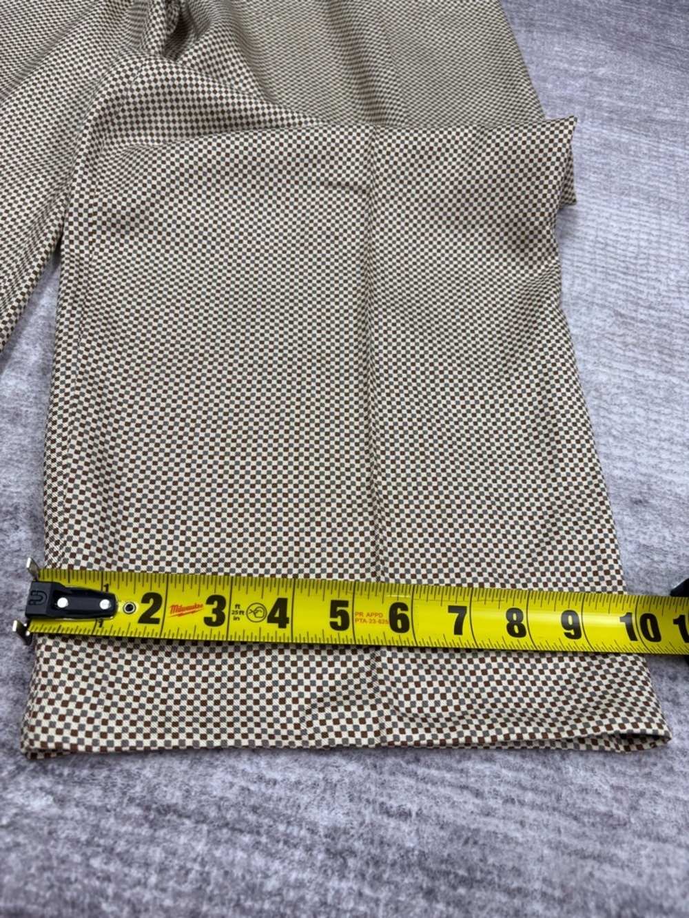 Linda Allard for Ellen Tracy Pleated Silk Pants Women’s 6 Brown Gray Micro Check - Picture 9 of 11